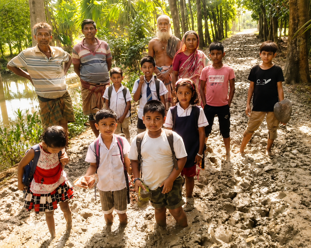 গলাচিপায় কাদায় বেহাল গ্রামীণ সড়ক, চরম দুর্ভোগে এলাকাবাসী